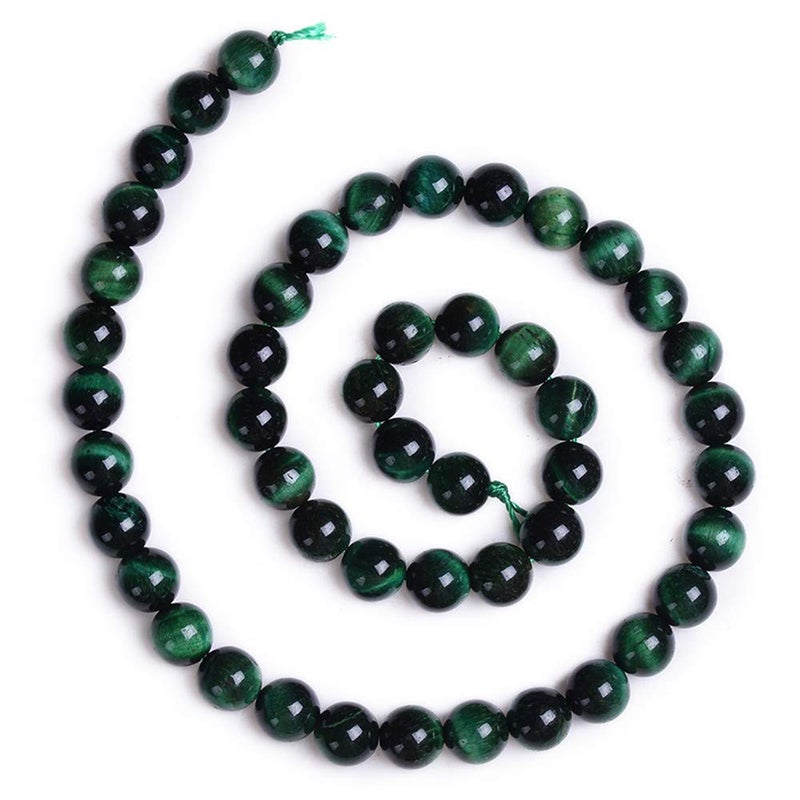 PLTbeads Natural Gemstone Loose Beads Smooth Round Approxi 15 inch DIY Bracelet Necklace for Jewelry Making (8mm, Green Tiger Eye) - Image 2